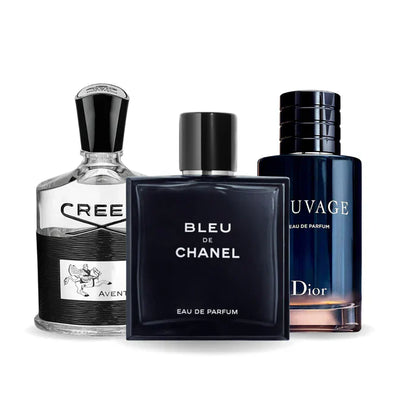 Combo promocional de 3 perfumes Creed AVENTUS, BLEU DE CHANEL e Dior SAUVAGE 100ml